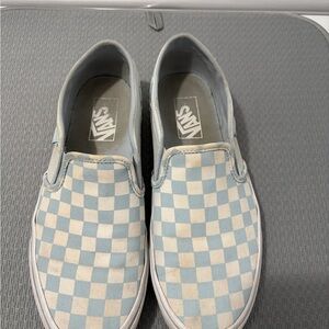 Vans Light Blue Checkered Slip-On Sneakers